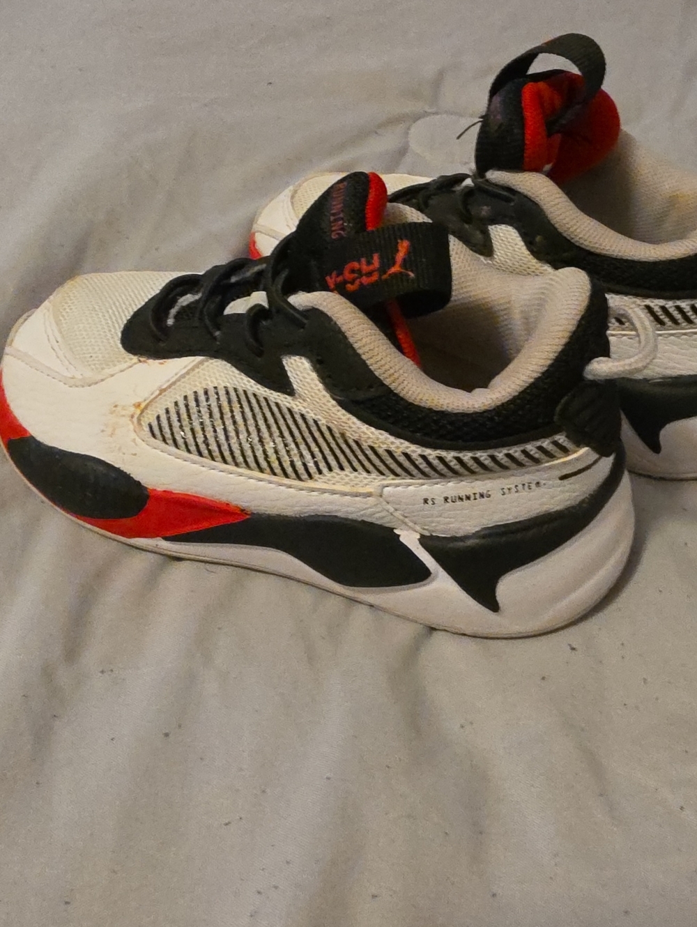 Puma Kids White Black and Red Athletic Sneakers